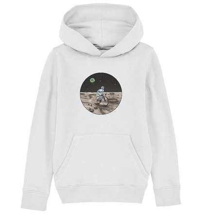 Riding to the Moon  - Kids Organic Hoodie - Cyclements